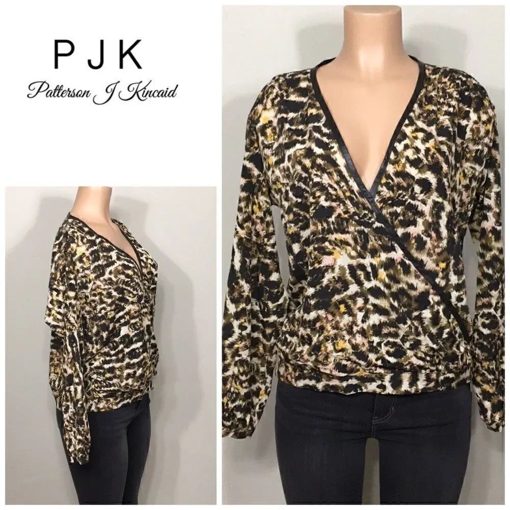 Patterson J. Kincaid. Surplice leopard top. New